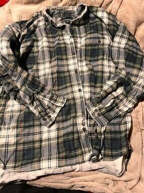 vtg basic equipment flannel traditional fit shirt green plaid mens size 2x